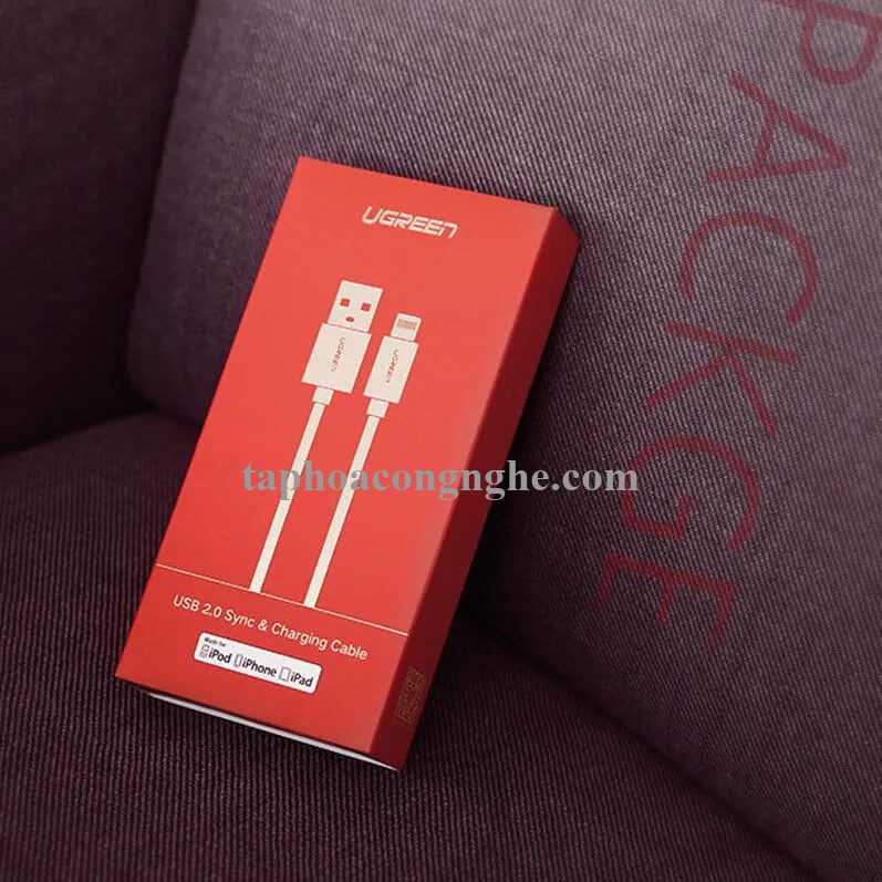 Ugreen 40478 0.5M màu Đỏ Cáp Lightning sạc + truyền dữ liệu cho iPhone US247 30040478